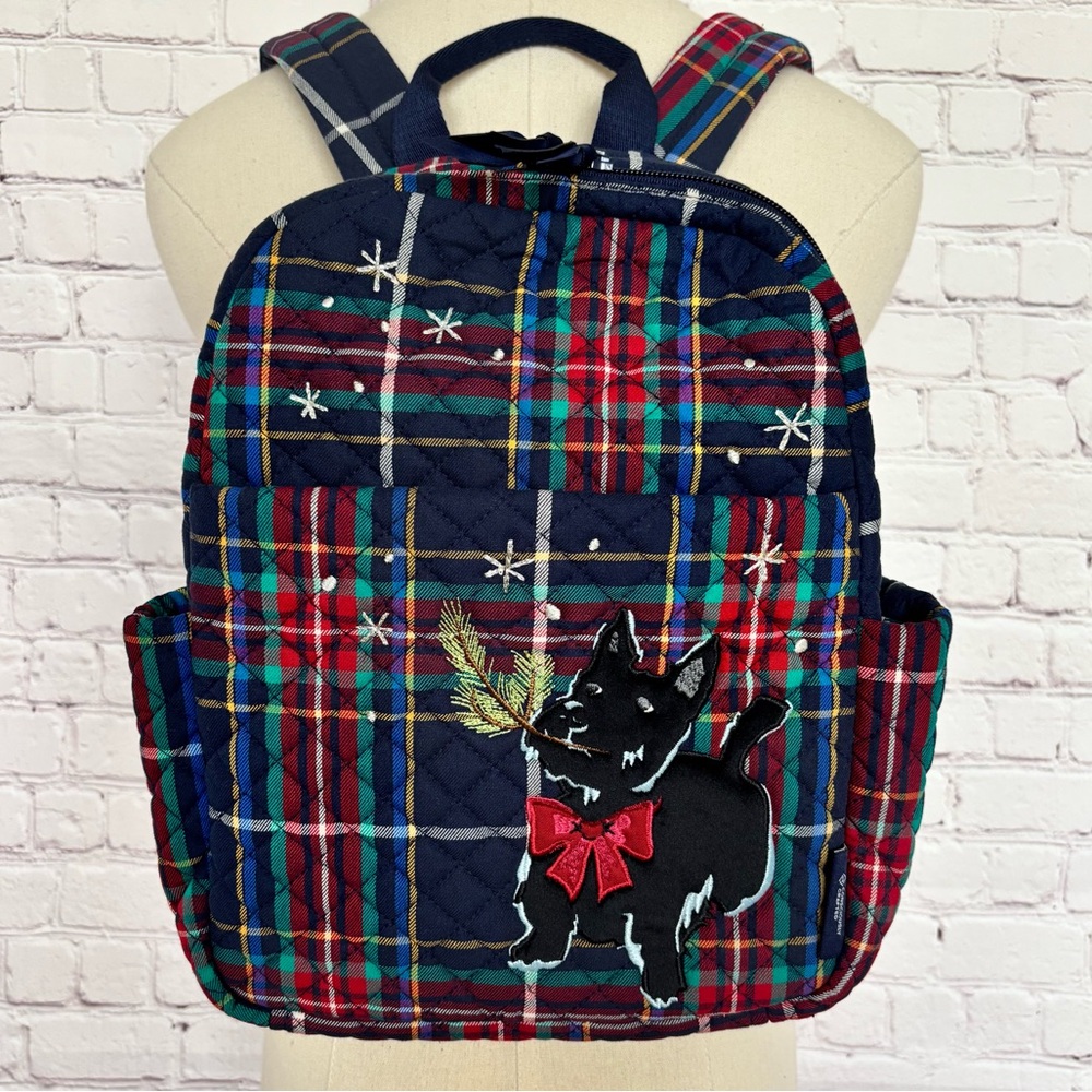 VERA BRADLEY Small Tartan Plaid Scottie Dog Cotton Backpack